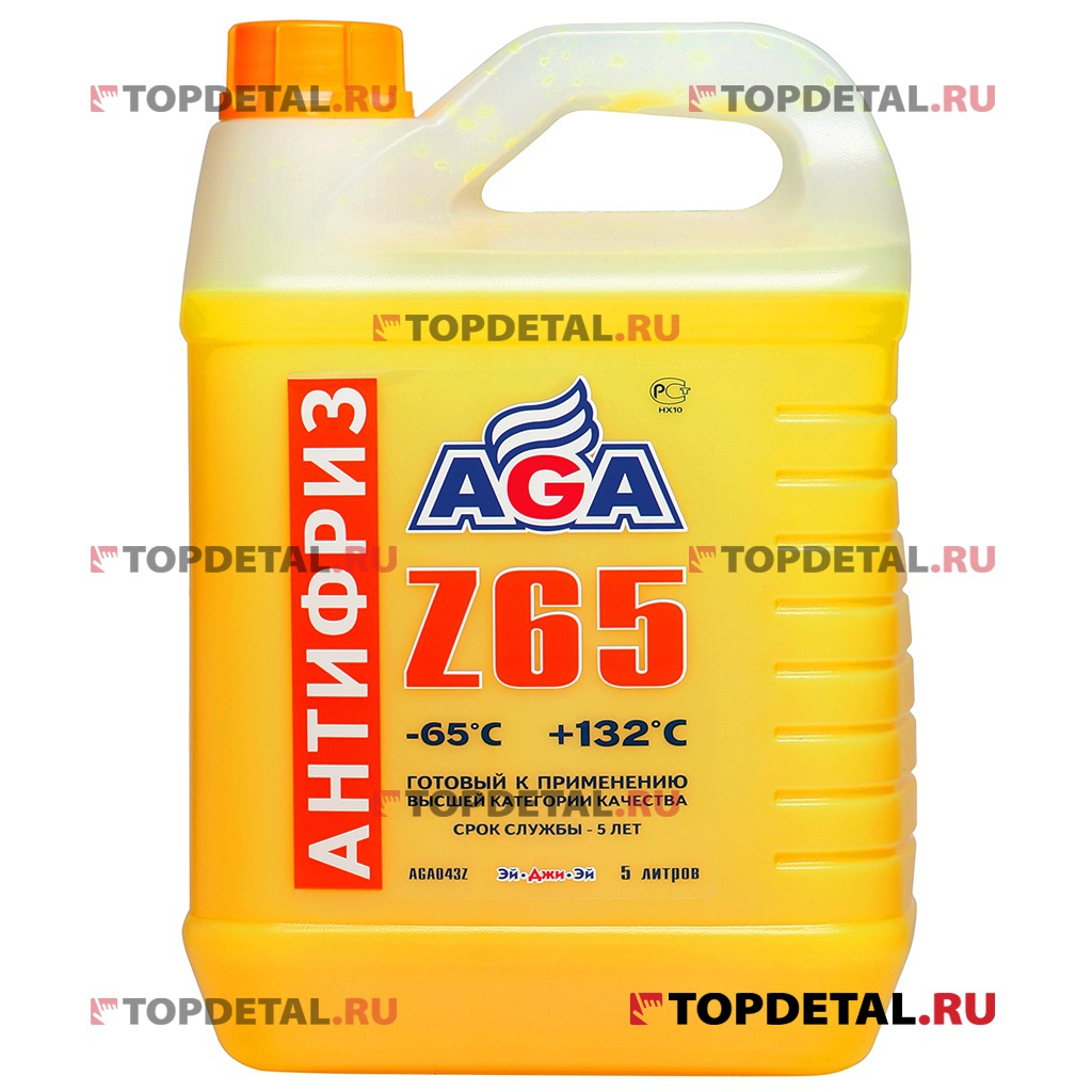 Жидкость охлаждающая "Антифриз" AGA Z-65 желтый (-65) 5 л G12