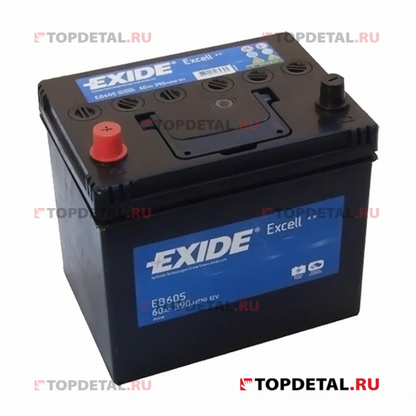 Аккумулятор 6СТ-60 EXIDE EXCELL п.п. пуск.ток 390 А (230х172х220) B0 клеммы евро EB605