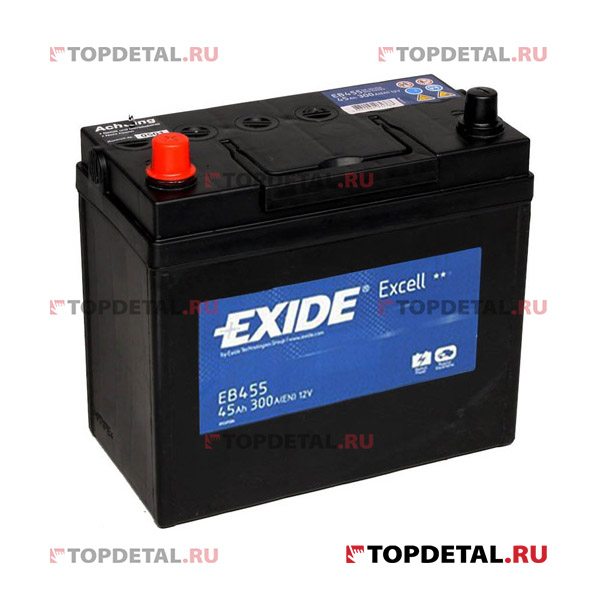 Аккумулятор 6СТ-45 EXIDE EXCELL п.п. пуск.ток 300 А (234х127х220) клеммы евро EB455