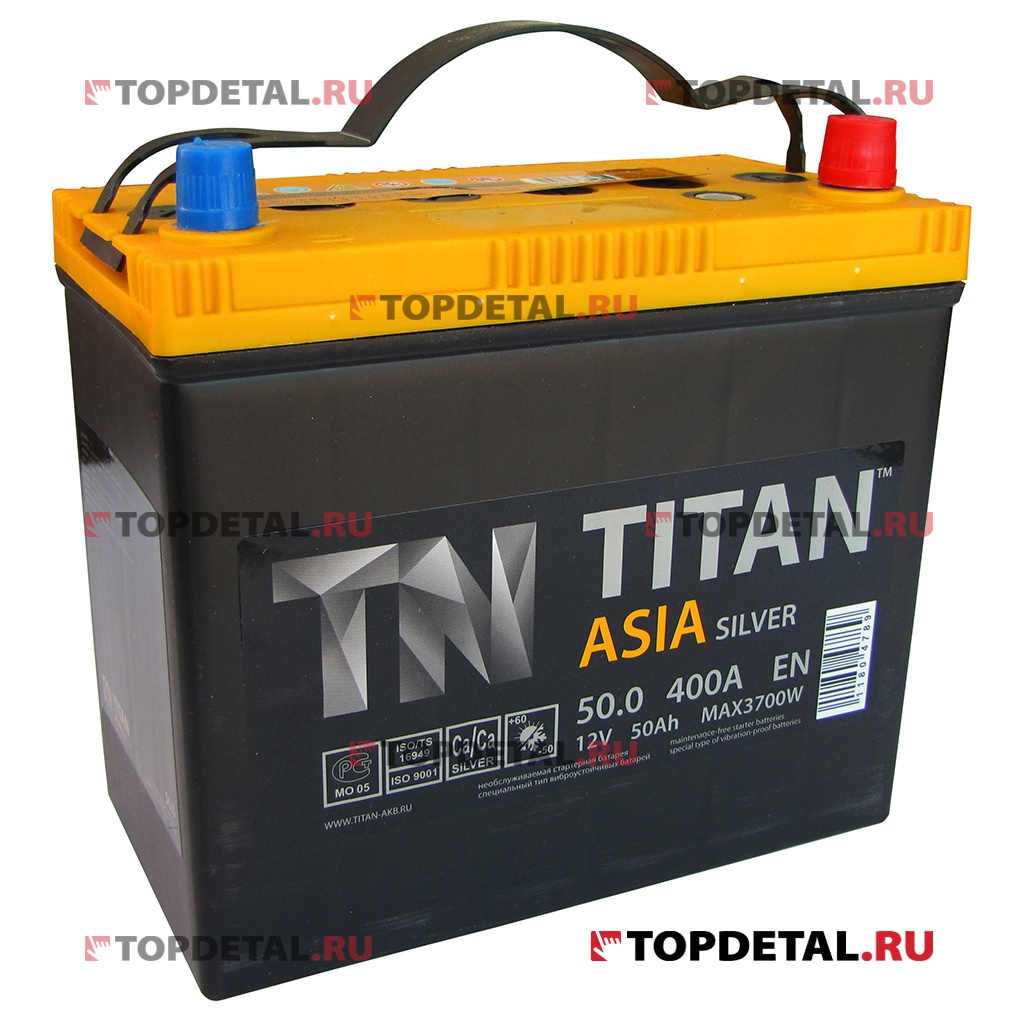 Аккумулятор 6СТ-50.0 TITAN Asia standart о.п. пуск.ток 410 А (236,4*128*221) клеммы азия