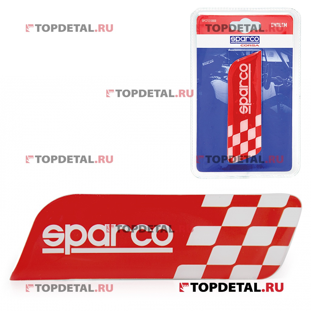 Эмблема с логотипом "SPARCO" флаг в шашечку (красный)