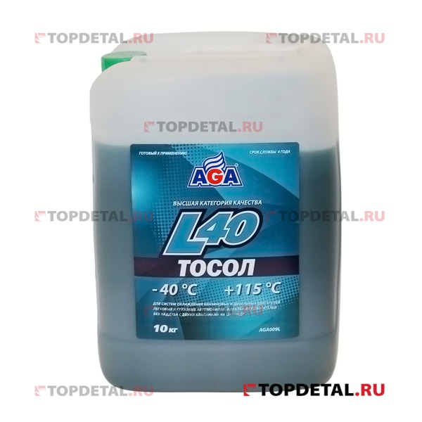 Жидкость охлаждающая "ТОСОЛ L40" AGA сине-зеленый 10 л G11