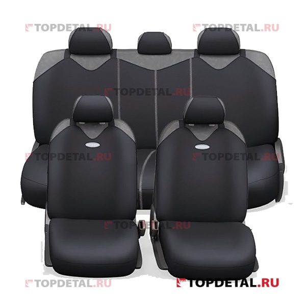 Чехлы на сиденья универсальные "маечка" "R-1 Sport plus Zippers" (черный) (к-т 9 пр)