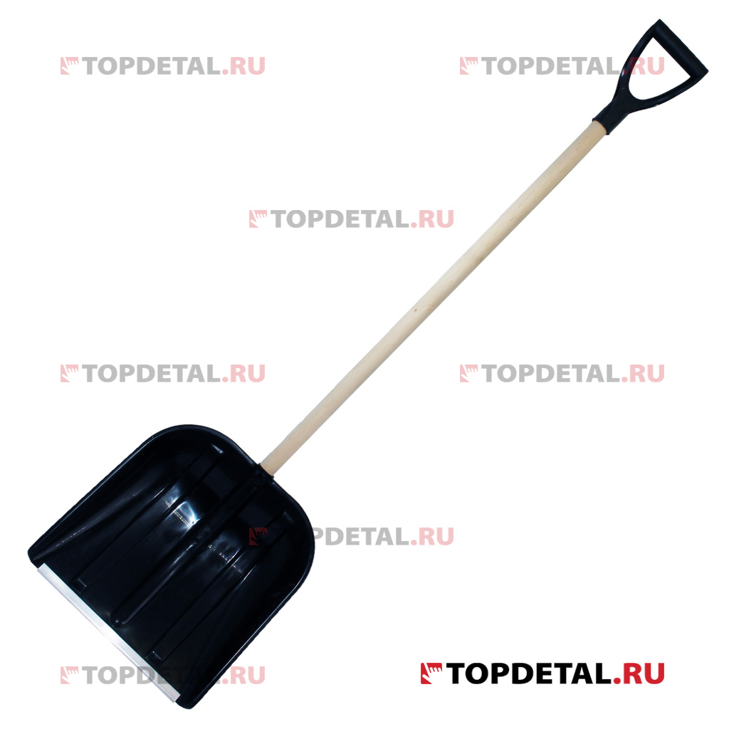 Лопата для снега "ПАМИР" с алюм. планкой с черенком высшего сорта (410х415х1550 мм)
