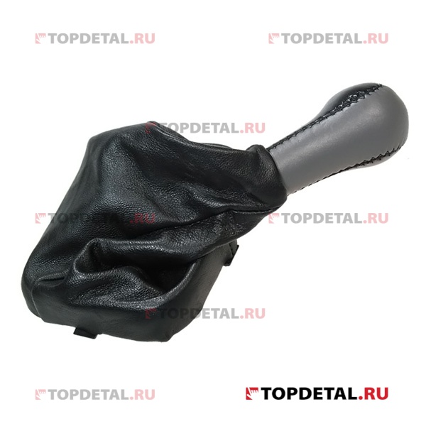 Ручка КПП ВАЗ-2113-2114-2115 (кожа) с рамкой (серый)