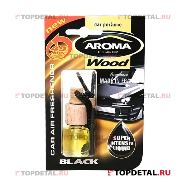 Ароматизатор Aroma Car Wood "Denim Black" флакон с деревянной крышкой