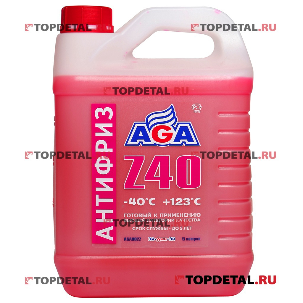 Жидкость охлаждающая "Антифриз" AGA Z-40 красный (-40) 5 л G12
