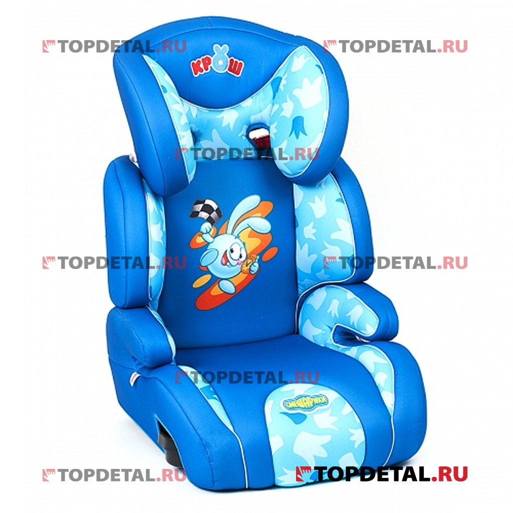 Кресло детское (от 15 до 36 кг) до 12 лет Смешарики полиэстер (синий/голубой) "Крош"