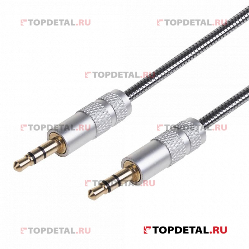 AUX-кабель в гибкой металлической оплетке 3.5 мм 1 м ,REXANT