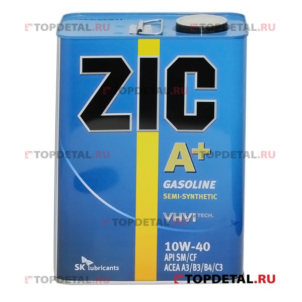 Масло  ZIC А PLUS моторное 10W40 SM/CF 4 л  (полусинтетика)