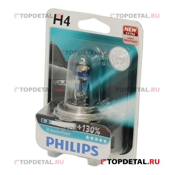 Лампа галогенная H4 12В 60/55 Вт Р43t +130%  Х-treme Vision (блистер 1шт) Philips