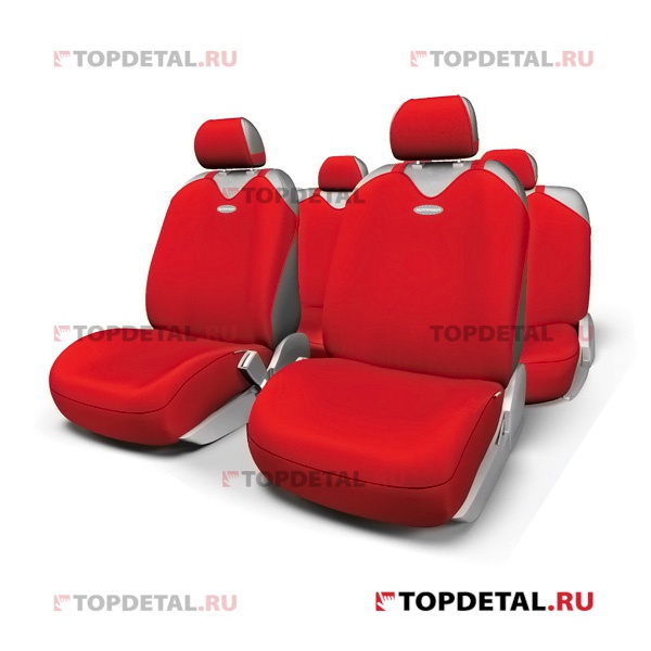 Чехлы на сиденья универсальные "маечка" "R-1 Sport plus Zippers" (красный) (к-т 9 пр)