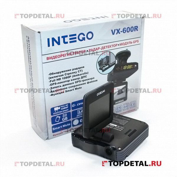 Видеорегистратор c радар-детектором Intego VX-600R (1920x1080, Full HD, GPS, 2,4")