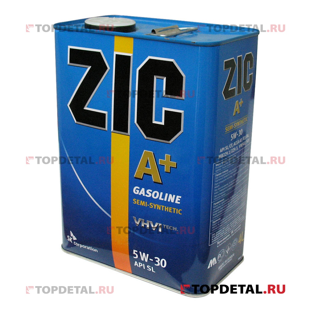 Масло ZIC А PLUS моторное 5W30 4 л (полусинтетика) (замена X7 LS)