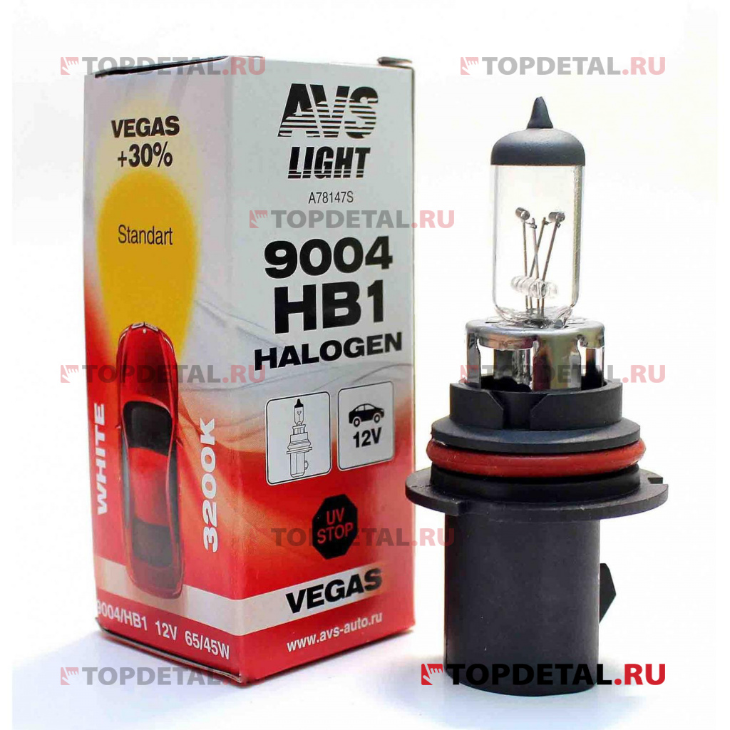 Лампа галогенная HB1 12В 65/45 Вт AVS Vegas (9004)