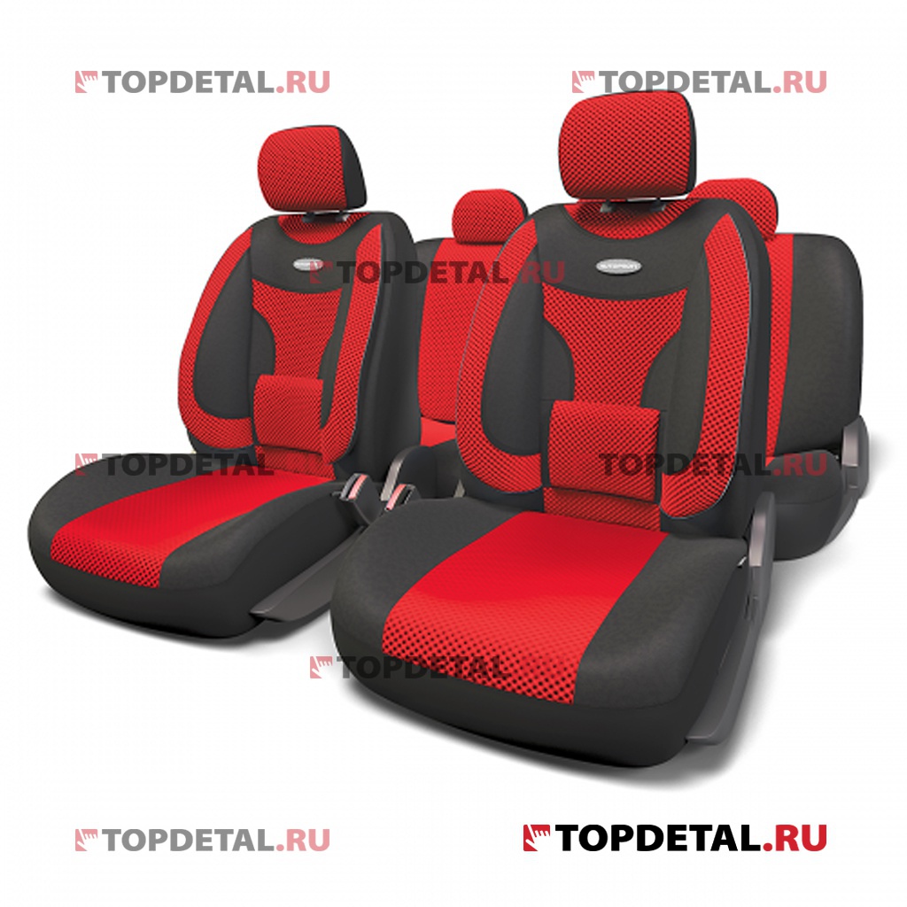 Чехлы на сиденья универсальные "COMFORT Extra" с боковой ортопедической поддержкой (черн/красный) M