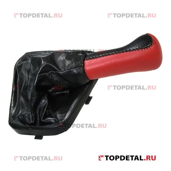Ручка КПП ВАЗ-2110-2112 (кожа) с рамкой (красный)