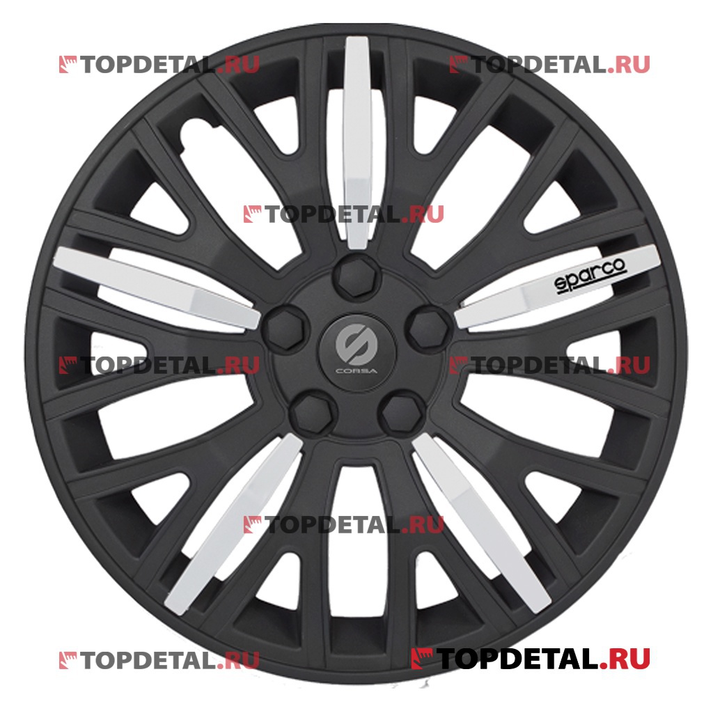 Колпак колеса R14 WC-1350 Leggera (пруж) к-т 4 шт. (черн/серебро) SPARCO