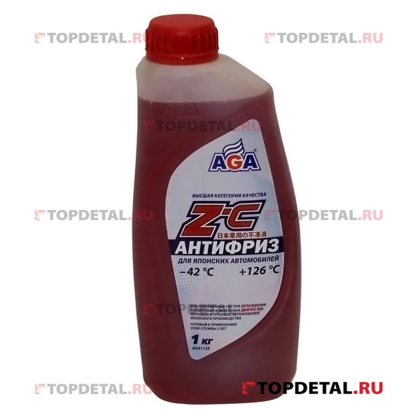 Жидкость охлаждающая "Антифриз" AGA красный (-42) для японских автомобилей 1л