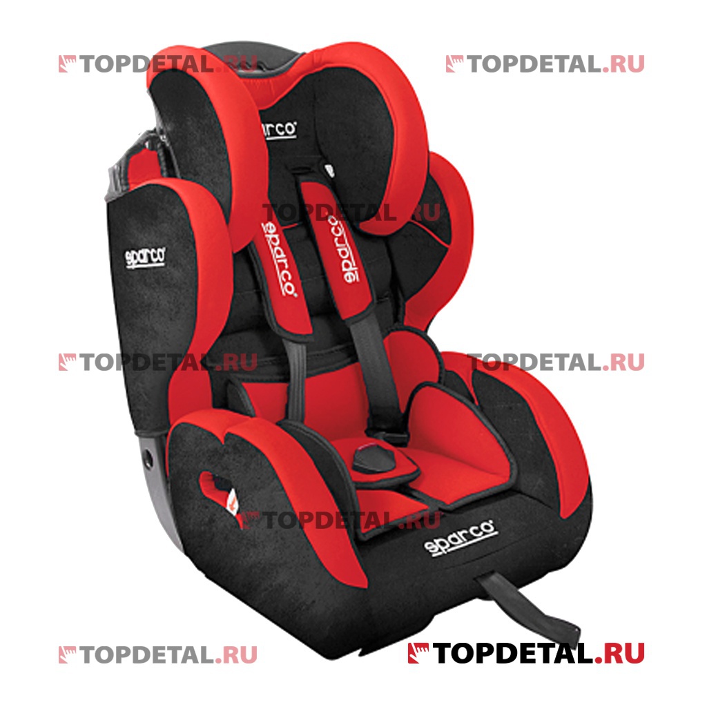 Кресло детское (от  9 до 36 кг) до 12 лет SPARCO велюр (черн/красный)