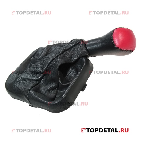 Ручка КПП ВАЗ-2113-2114-2115 (кожа) с рамкой (красный)