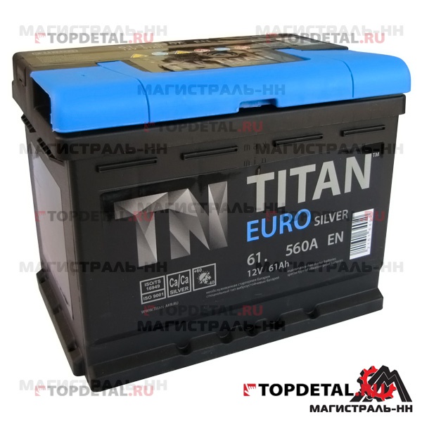 Аккумулятор 6СТ-61.1 TITAN Euro silver п.п. пуск.ток 620 А (242*175*190) клеммы евро
