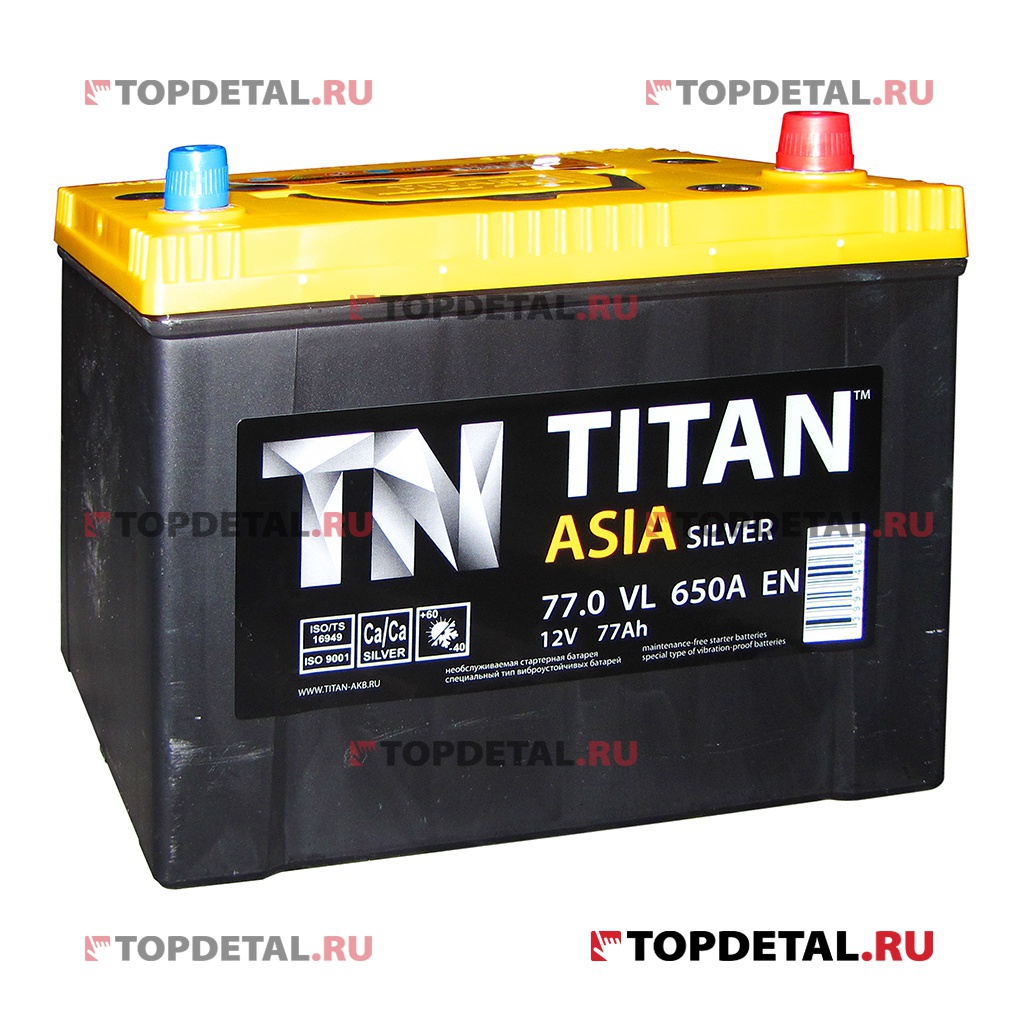 Аккумулятор 6СТ-77.0 TITAN Asia silver о.п. пуск.ток 650 А (258*171*221) клеммы азия