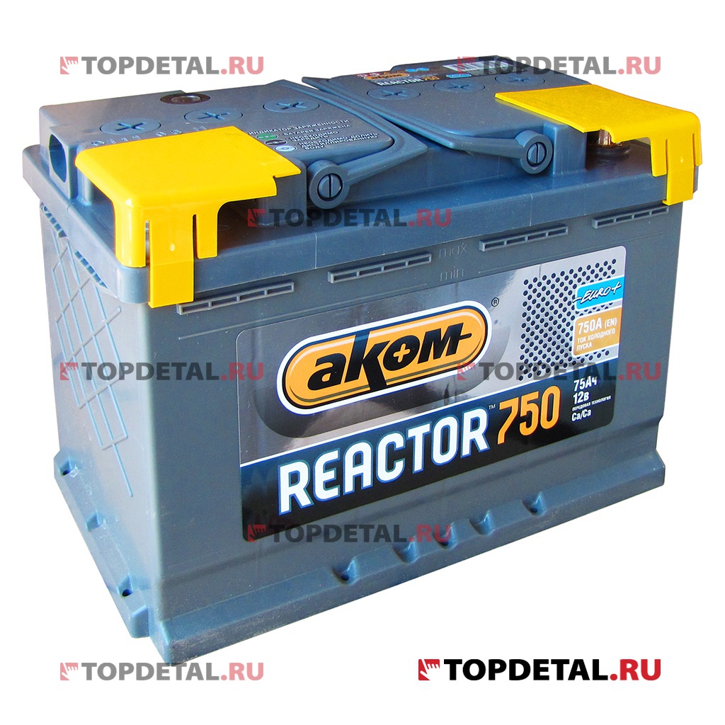 Аккумулятор 6СТ-75 АКОМ Reactor п.п. пуск.ток 750 А (280*178*190) клеммы евро