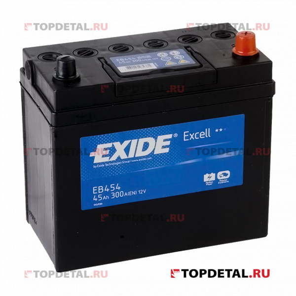 Аккумулятор 6СТ-45 EXIDE EXCELL о.п. пуск.ток 300 А (234х127х220) клеммы евро EB454