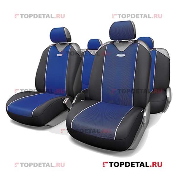 Чехлы на сиденья универсальные "маечка" "CARBON Plus" передний ряд (чёрно/синий) (к-т 4 пр)