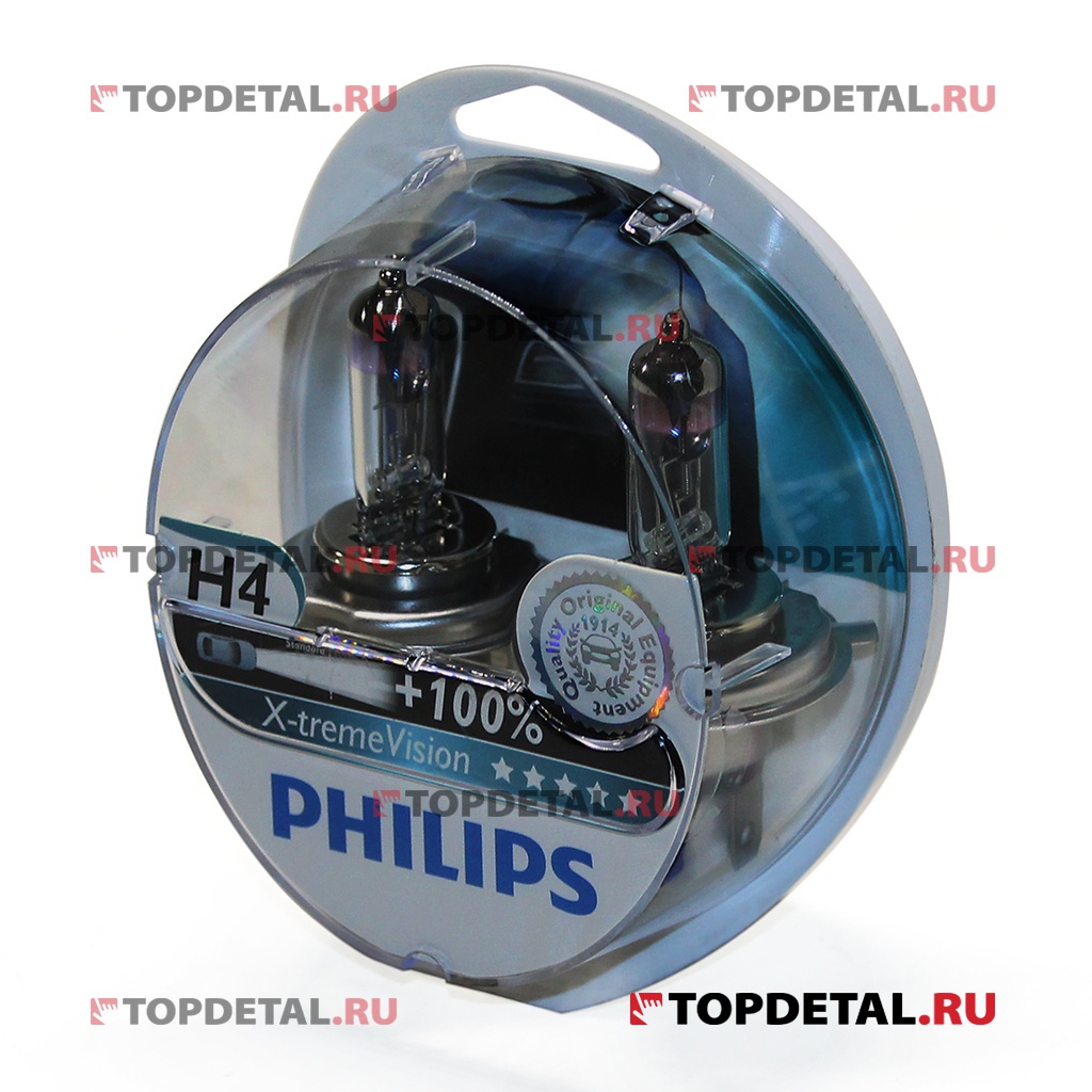 Лампа галогенная H4 12В 60/55 Вт Р43t +100%  Х-treme Vision (2шт) Philips