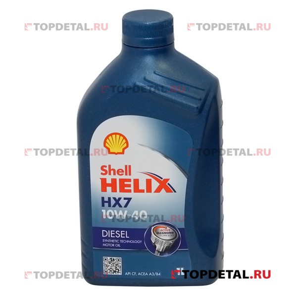 Масло Shell моторное 10W40 Helix Diesel HX 7 A3/B3/B4, CF 1л (полусинтетика)