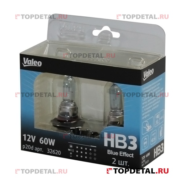Лампа галогенная HB3 12В 60 Вт P20D Blue Effect (блистер 2 шт.) Valeo
