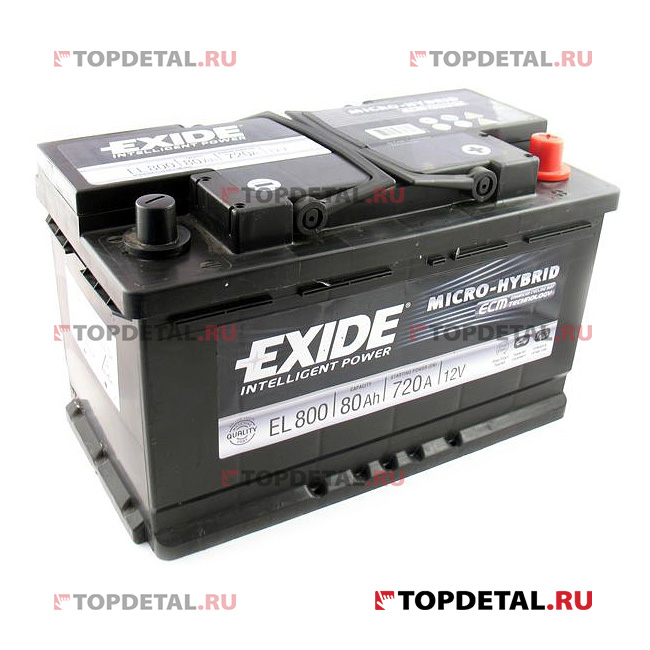 Аккумулятор 6СТ-80 EXIDE MICRO-HYBRID ECM о.п. пуск.ток 720 А (315х175х190) B13 клеммы евро EL800