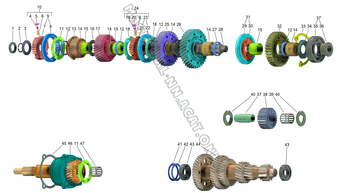 Валы и шестерни коробки передач (до 2004г.) ГАЗ 3221