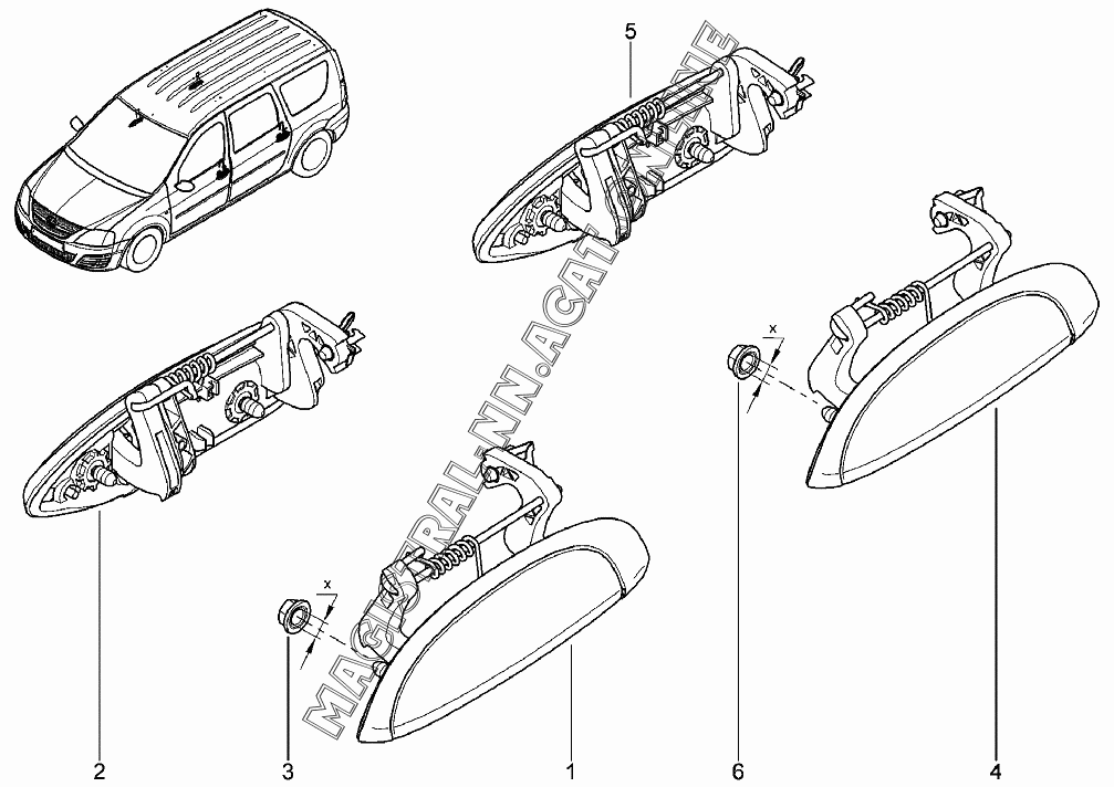 Ручка открывания двери задней левая (наружная) lada Largus купить бу в Ростове-н