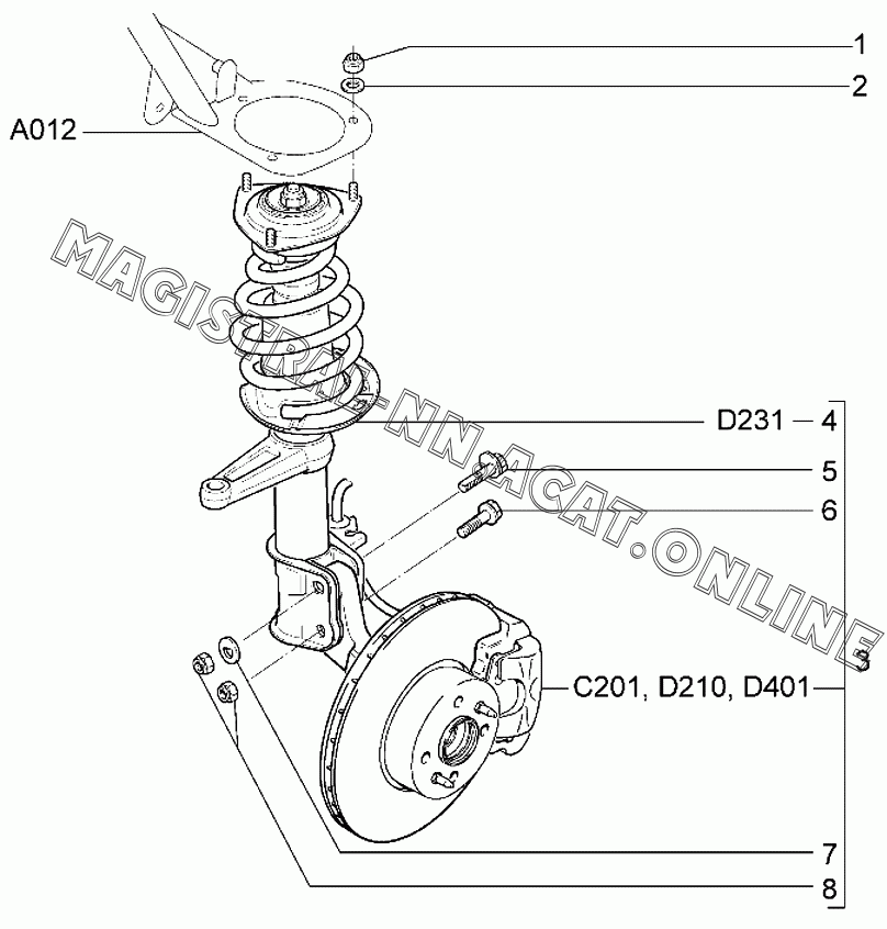 Элементы передней подвески и стабилизатор поперечной устойчивости ВАЗ 2170