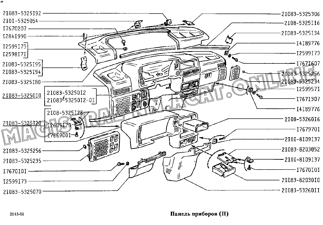 Панель ваз 2115 схема Панель ваз 2115 схема