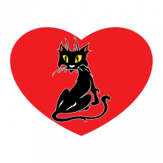 Наклейка "Сердце напуганная кошка" винил