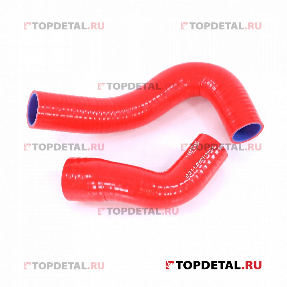 Патрубки радиатора Г-3308,3309 (кт.2 шт.) красный силикон 4 слоя (ПТП64)