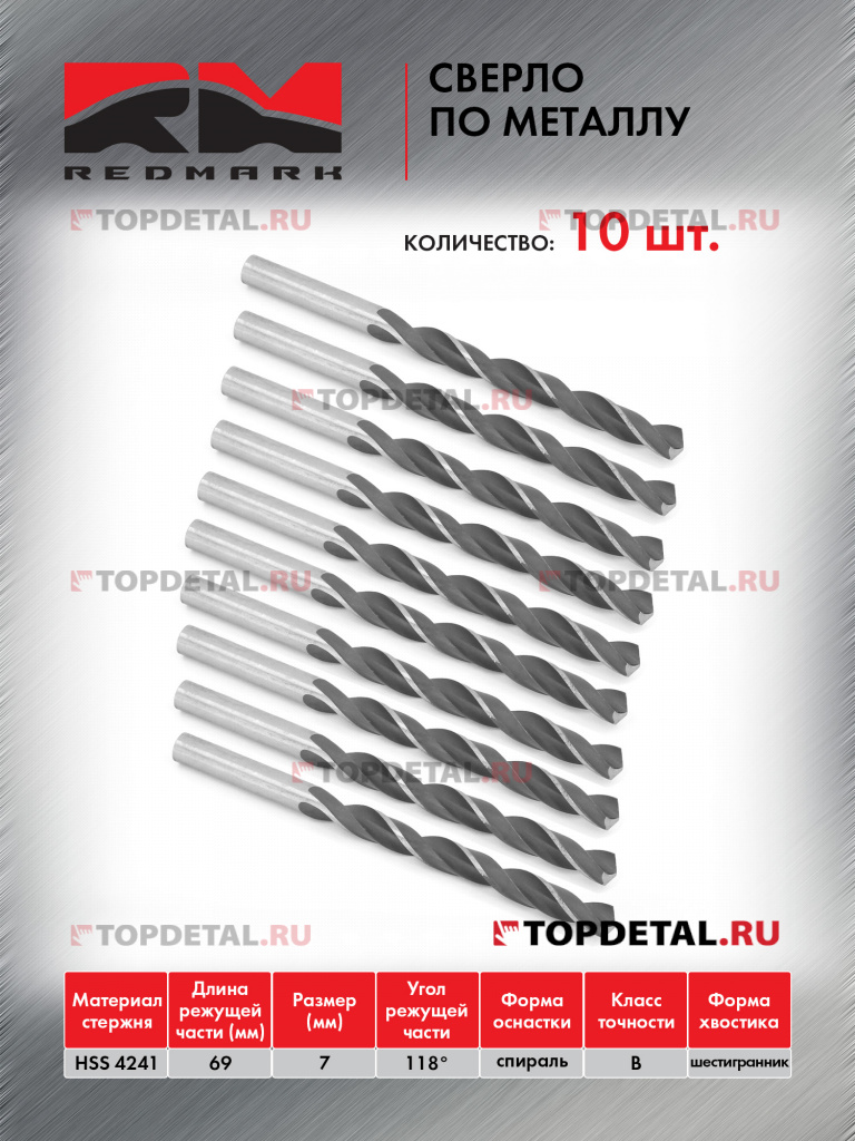 Сверло по металлу 7,0 мм "RedMark"