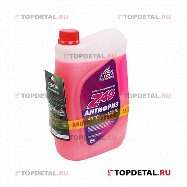 Жидкость охлаждающая "Антифриз" AGA Z-40 красный (-40) 5 л G12 Акция