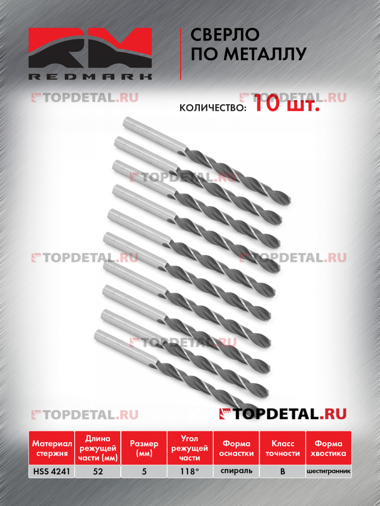 Сверло по металлу 5,0 мм "RedMark"