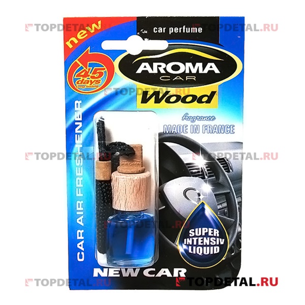 Ароматизатор Aroma Car Wood "Новая машина" флакон с деревянной крышкой