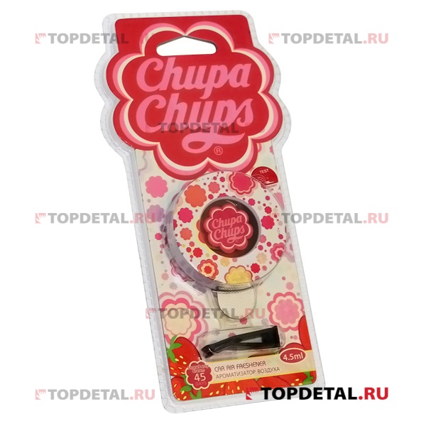 Ароматизатор "Chupa Chups" на дефлектор, жидкостный "Клубник со сливками" 
