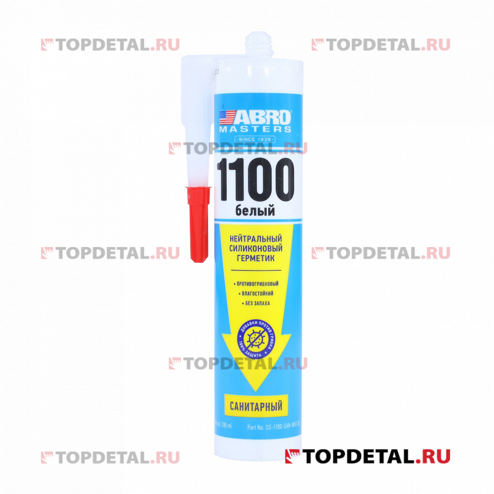 Герметик силиконовый санитарный нейтральный 1100 ABRO (белый) 280 мл.