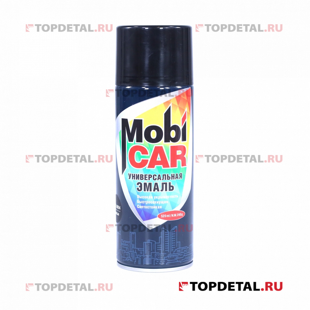 Эмаль универсальная MobiCAR, 520 мл, RAL 9004, сигнальный черный матовый