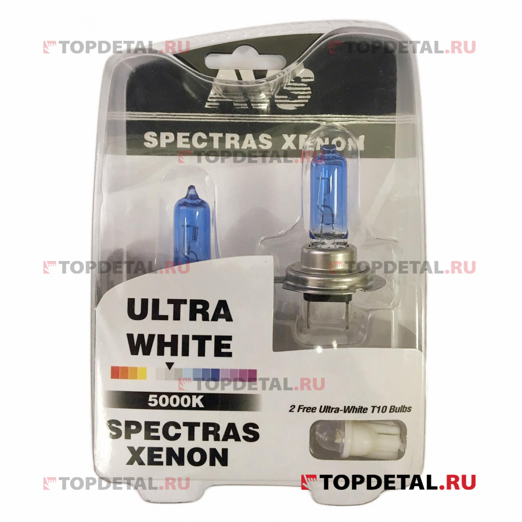 Лампа газонаполненная H7 12V 75W AVS SPECTRAS Xenon кт.2+2Т-10 (5000K)