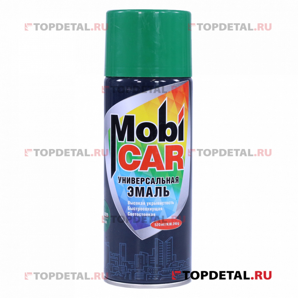 Эмаль универсальная MobiCAR, 520 мл, RAL 6029, зеленый глянцевый