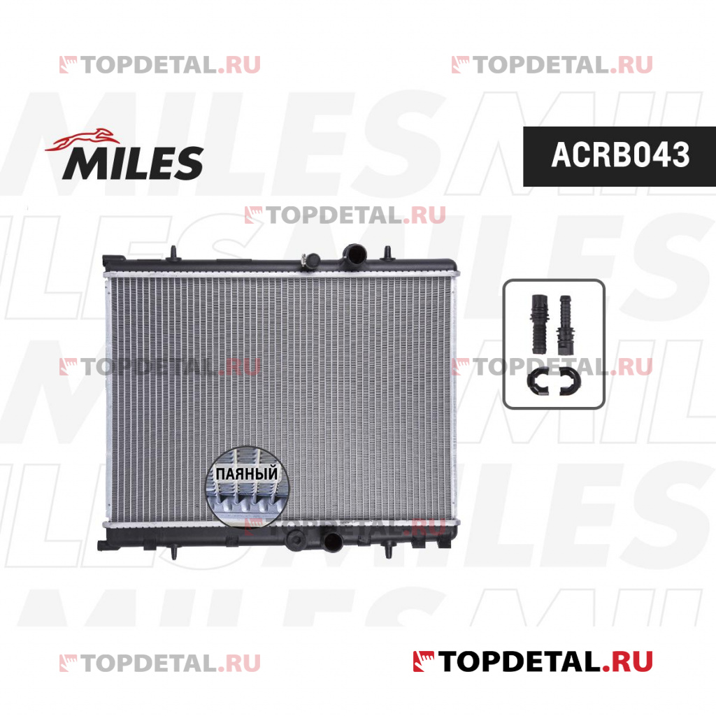 Радиатор PEUGEOT 206 1.1-1.6 02-/ 307 1.4-2.0 01- MILES ACRB043
